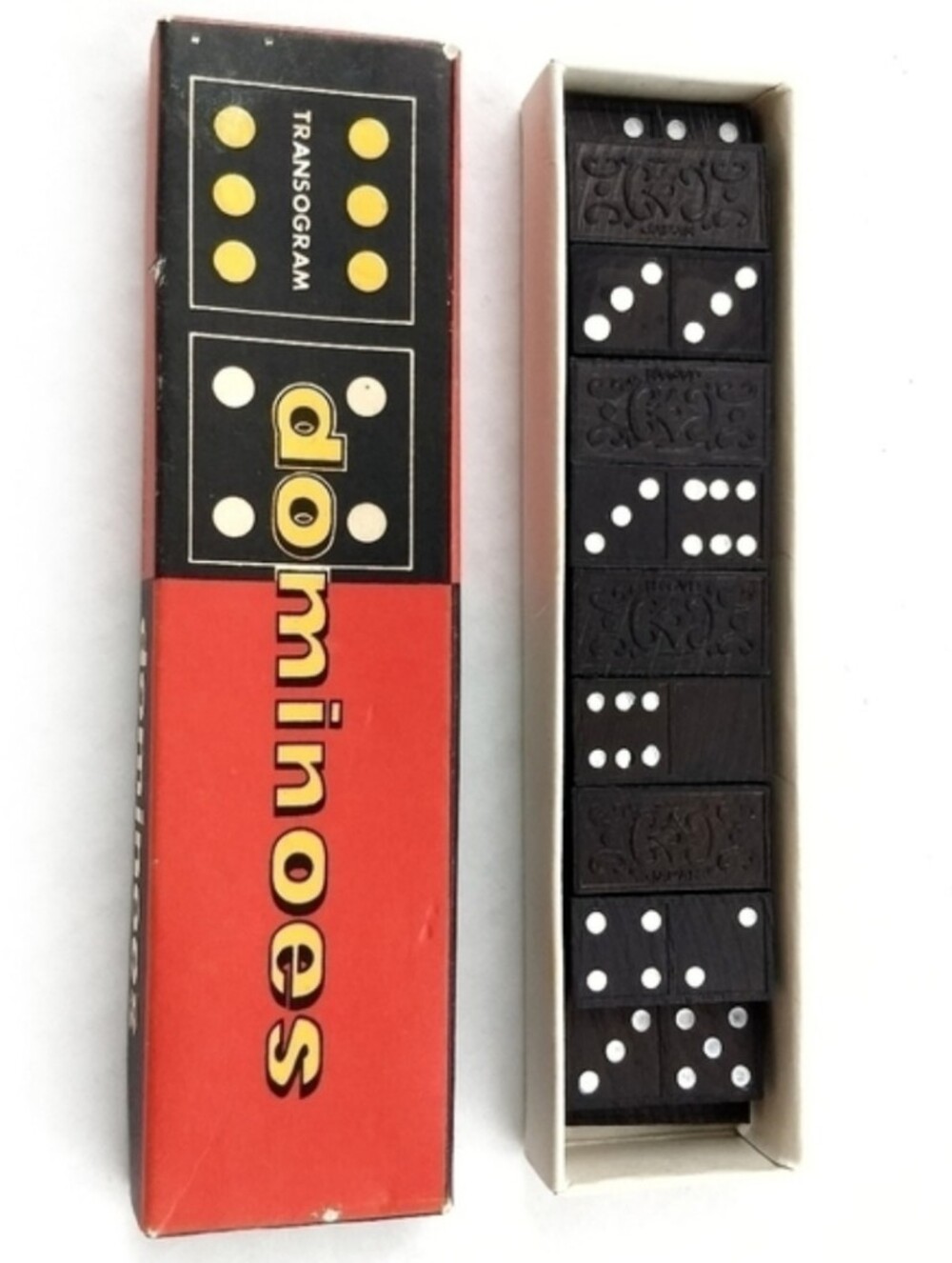 VINTAGE Dominoes Box Set Game Transogram Retro Family